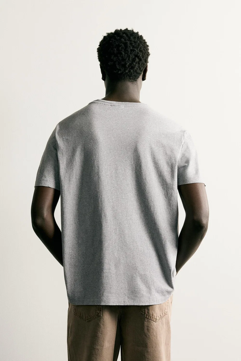 Легкая футболка свободного кройа ZARA, Grey marl — фото 3