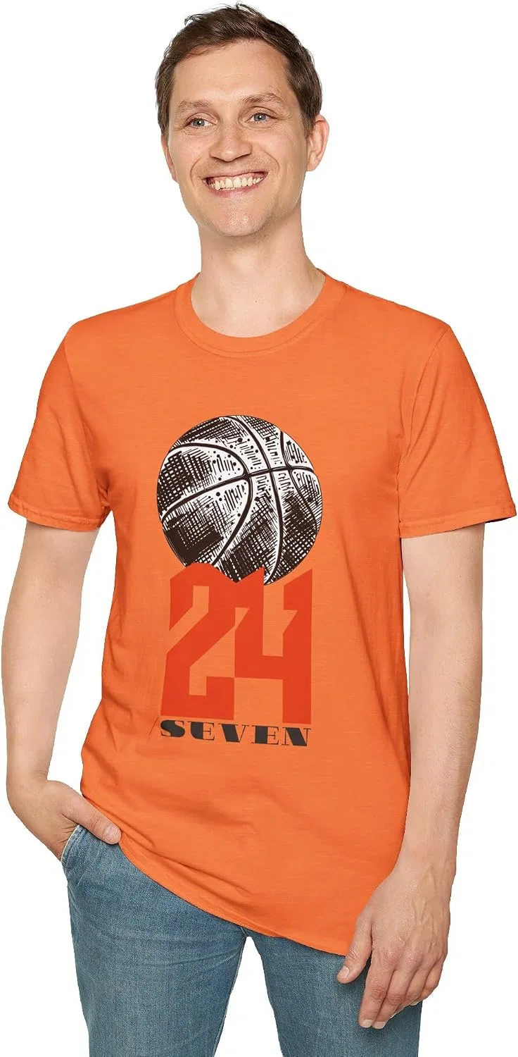 Унисекс футболка с принтом 24/7 Basketball Gildan 64000, Heather Orange — фото 2