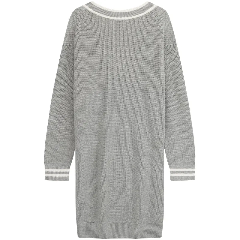 Платье с длинным рукавом, V-образный вырез, Calvin Klein, Coconut Gray — фото 3