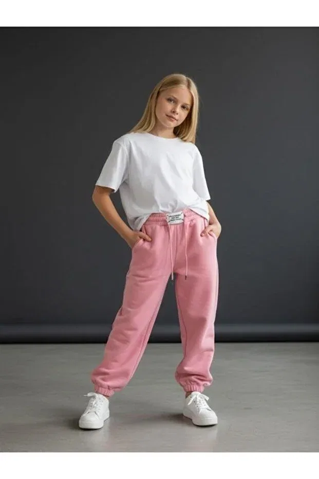 Детские спортивные штаны для девочек с начесом Zekids, Pink — фото 2