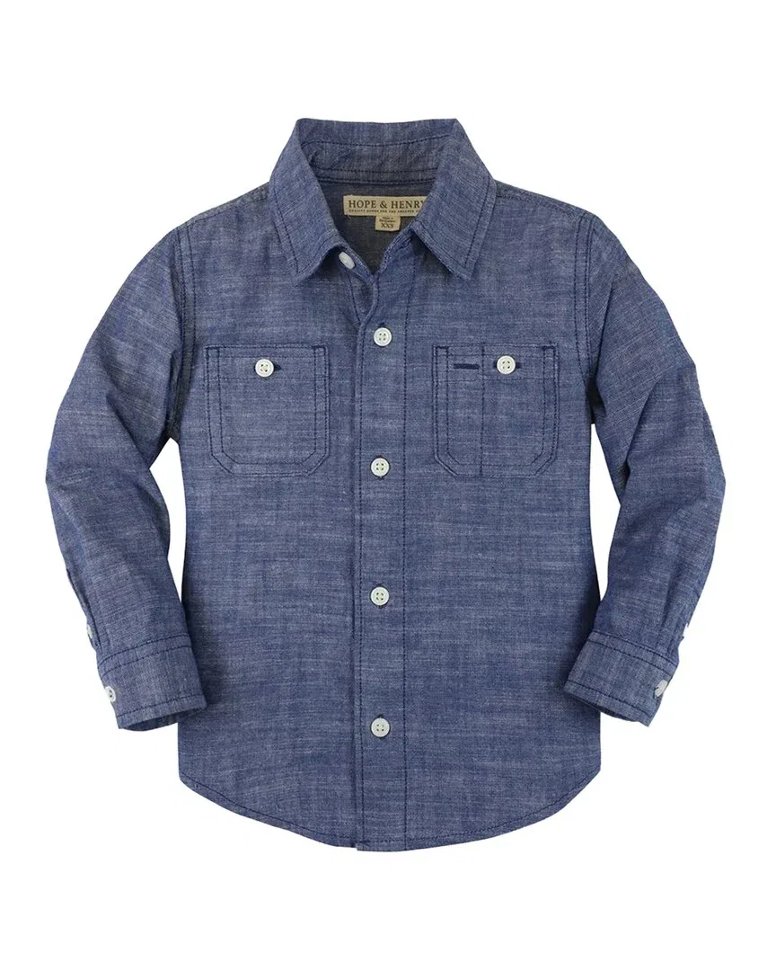Детская рубашка для мальчиков с принтом Chambray Blue HOPE & HENRY
