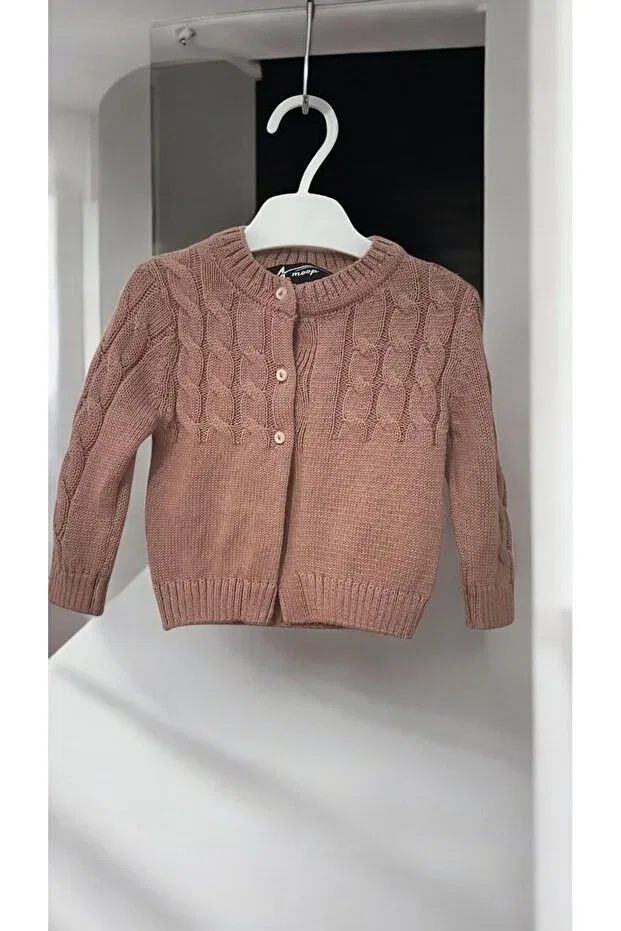 Детский кардиган для девочек с косой вязкой Imoop Design, Pink — фото 3