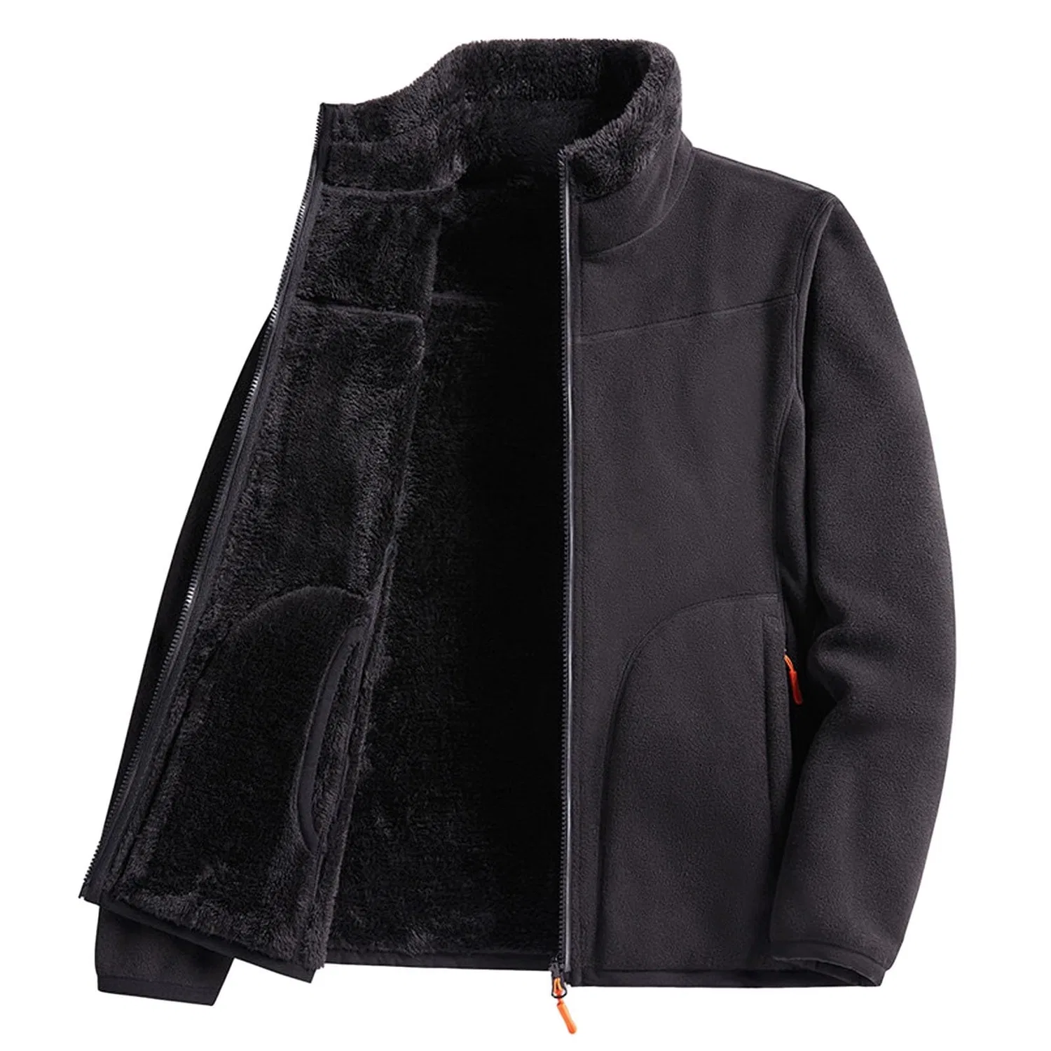 Женская куртка из флиса с длинным рукавом, Black