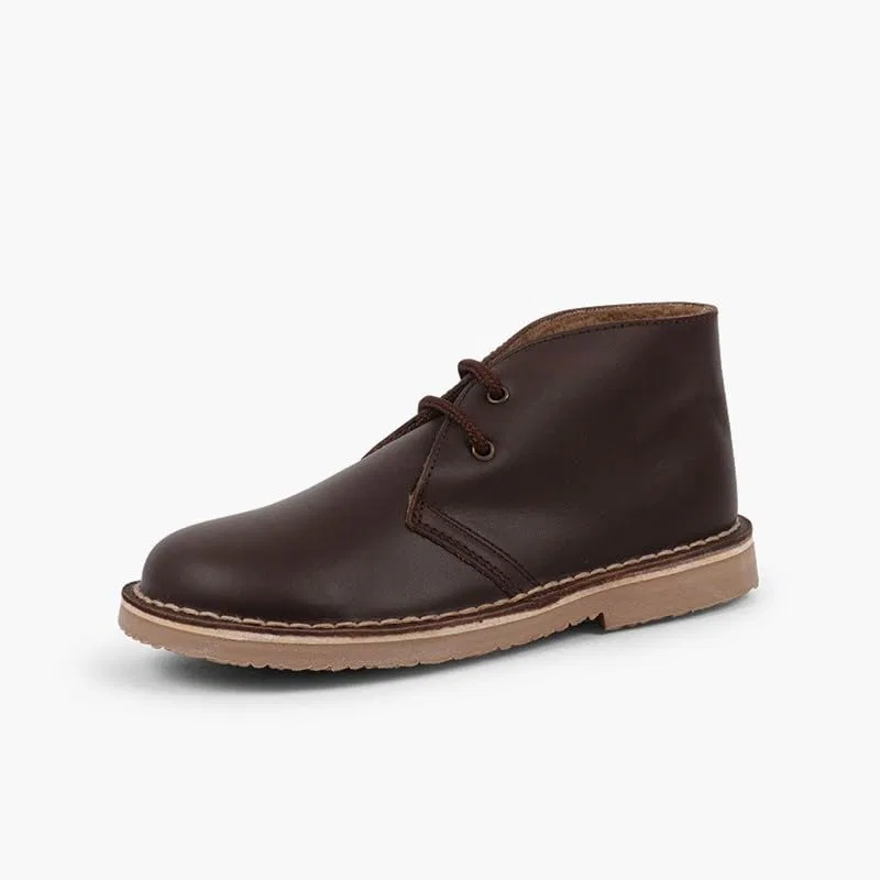 Детские ботинки на шнуровке Pisamonas Pisamonas Lamb Type Fur Inner Laces Leather Ankle Boots, Brown — фото 2