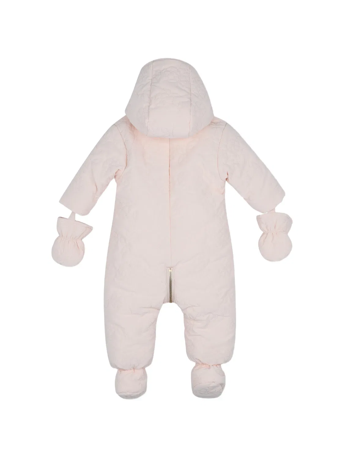 Комбинезон с капюшоном и цветочной вышивкой Chloé Kids, розовый — фото 2