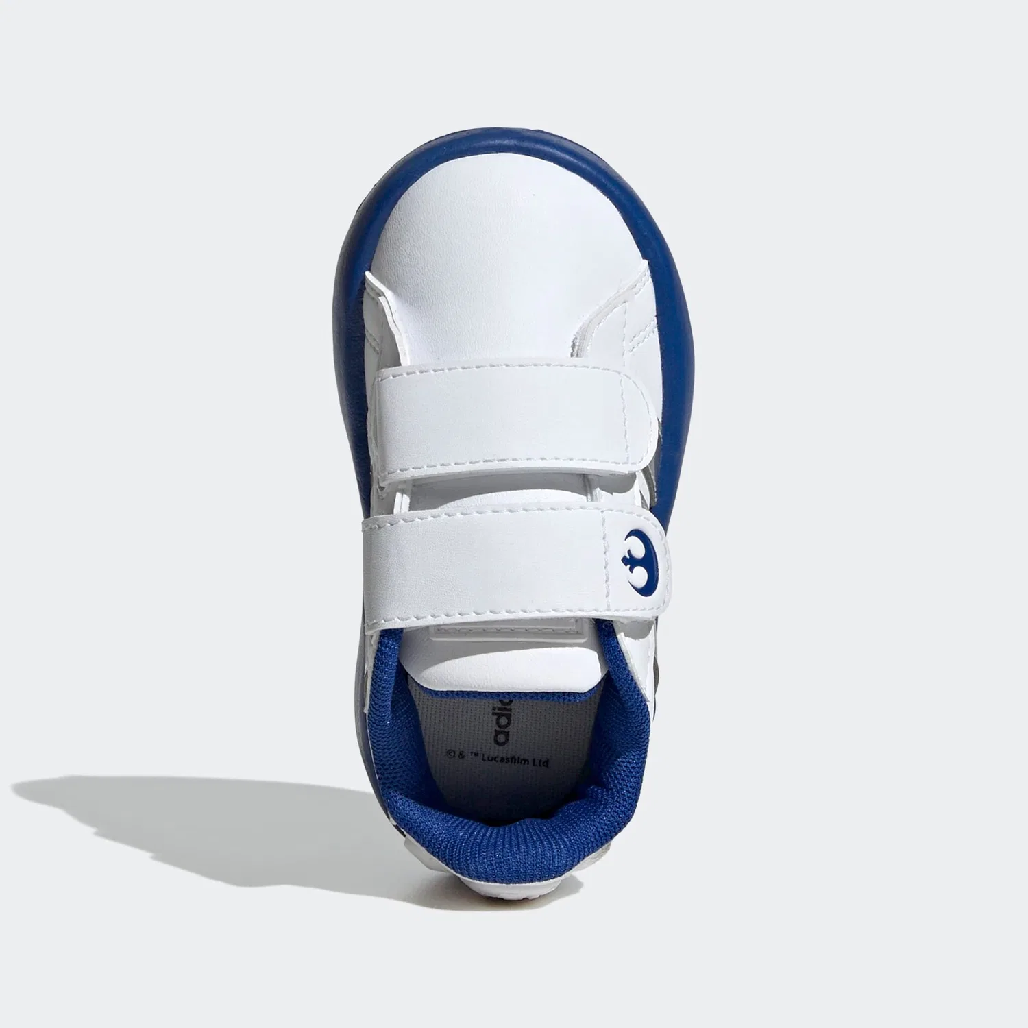 Детские кеды на липучке Adidas Star Wars Grand Court 2.0, Cloud White/Silver Metallic/Royal Blue — фото 3