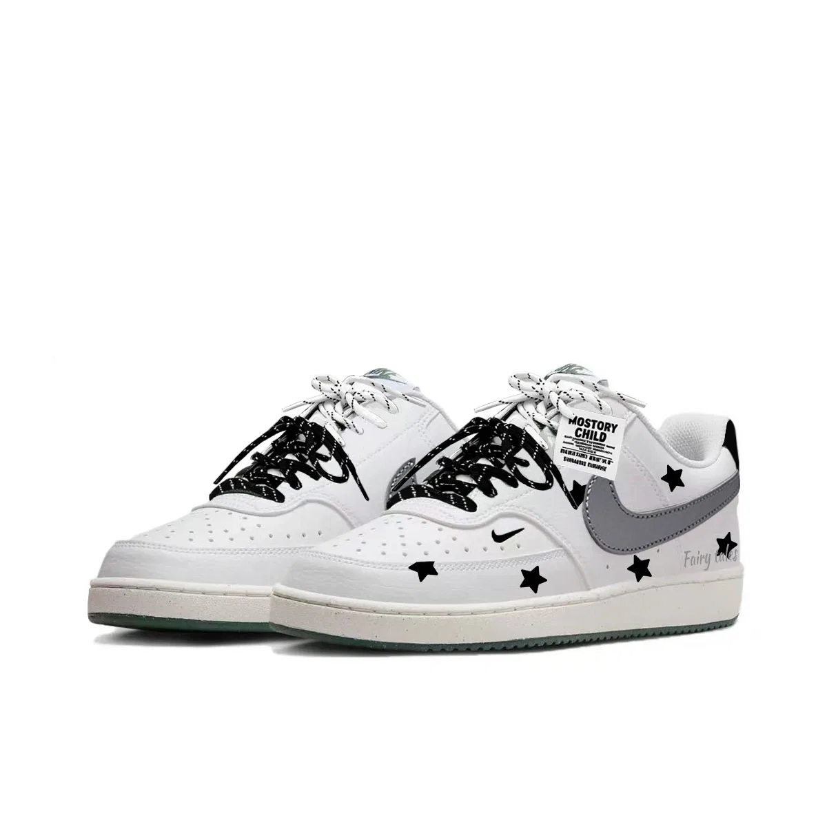 Скейтборд-кроссовки детские с принтом звезды Silver/Black Nike — фото 4