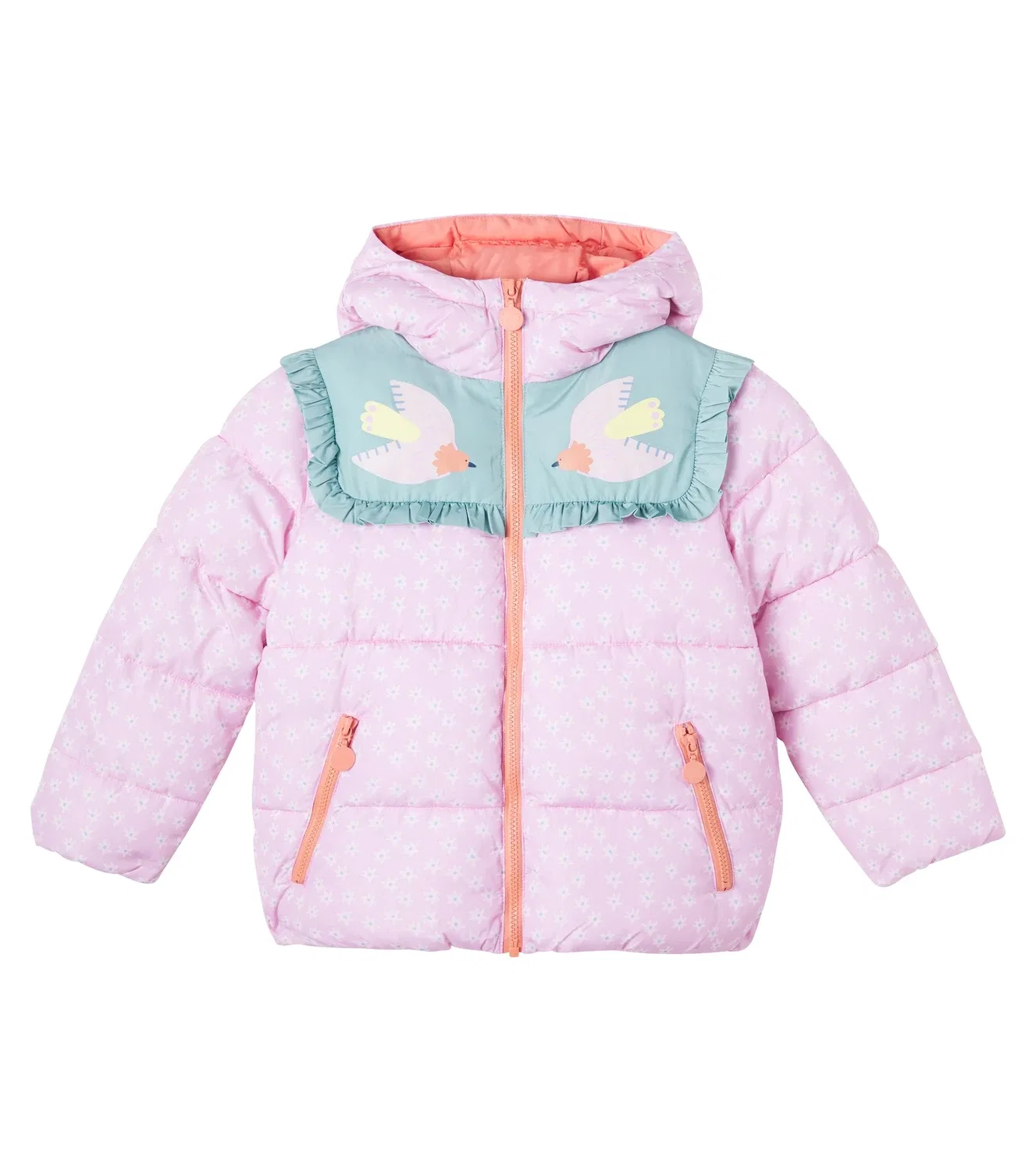 Стеганая куртка-пуховик с принтом Stella Mccartney Kids, розовый