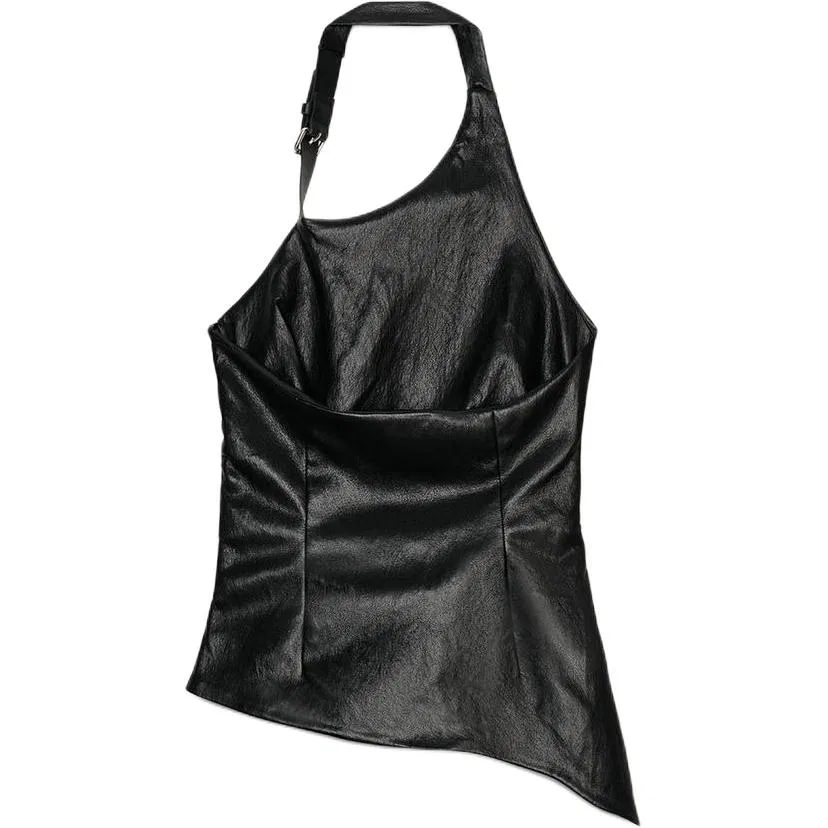 Женская майка на бретелях с завязками на шее, Black, ZARA — фото 3
