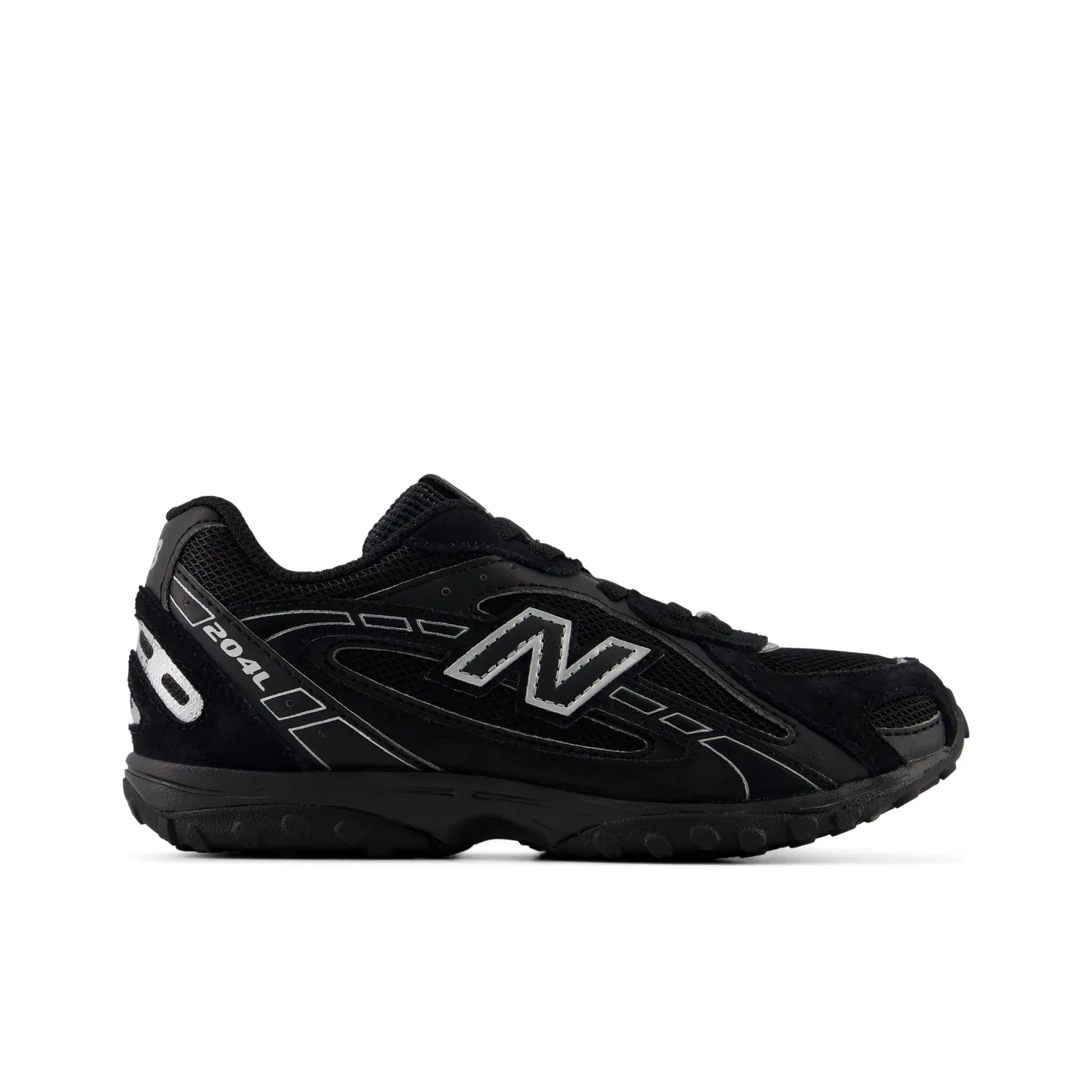 Детские кроссовки на шнурках-бингл с замшевыми вставками 204L Bungee Lace New Balance, Black With Silver