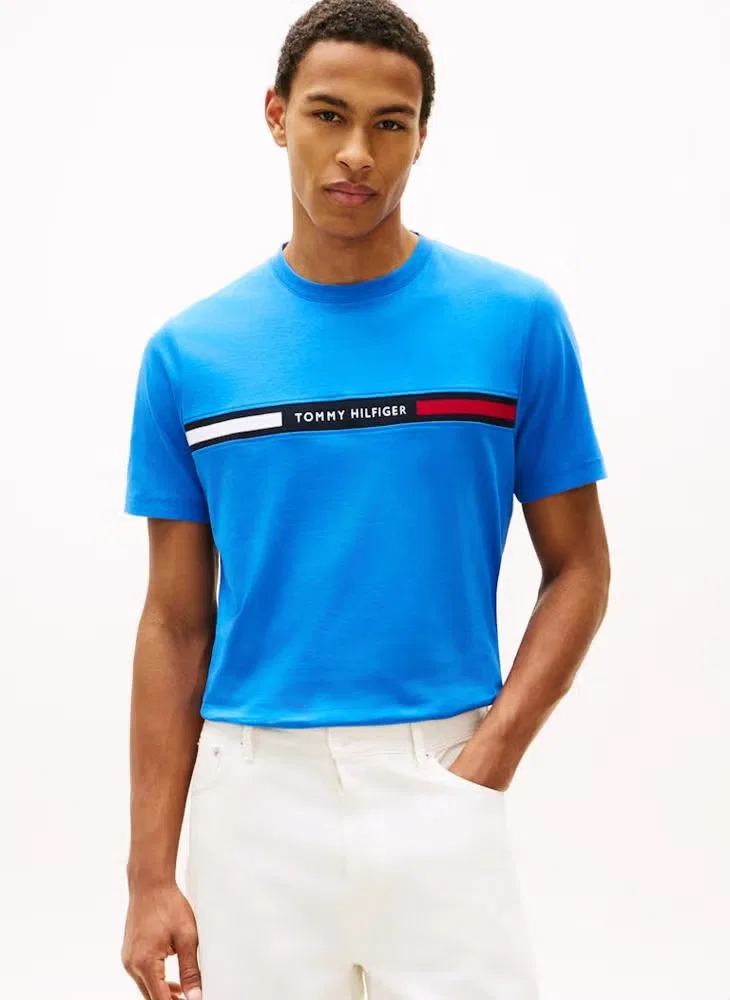 Футболка с контрастной вставкой и вышивкой логотипа Tommy Hilfiger, синий