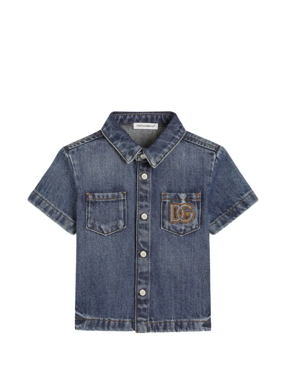 Джинсовая рубашка с логотипом Dolce & Gabbana Kids, синий