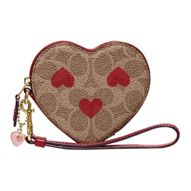 

Сумка на запястье Heart из искусственной кожи миниатюрная женская коричневая COACH