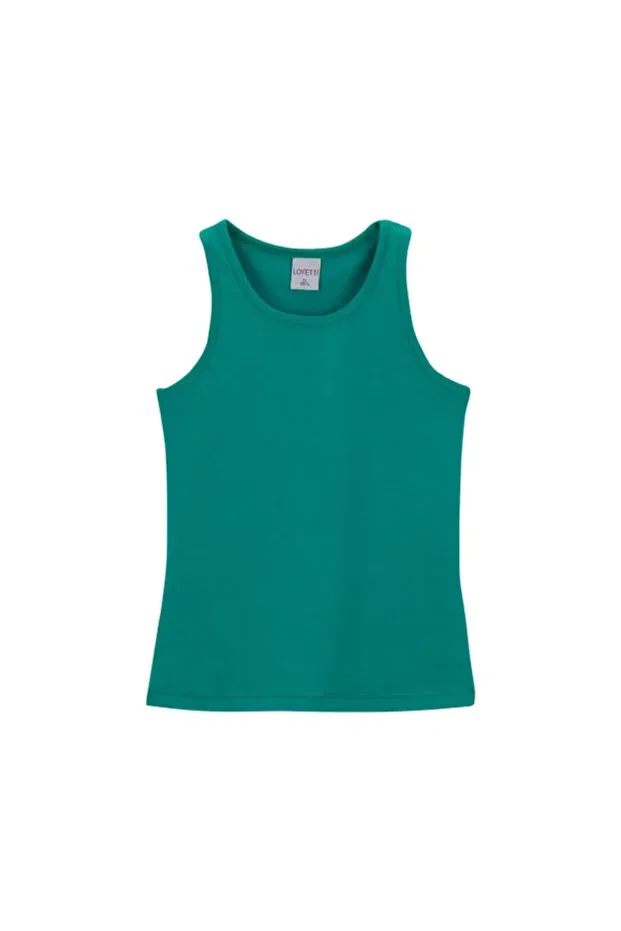 Детское для девочек топ для плавания без рукавов Basics Lovetti, Dark Green — фото 3