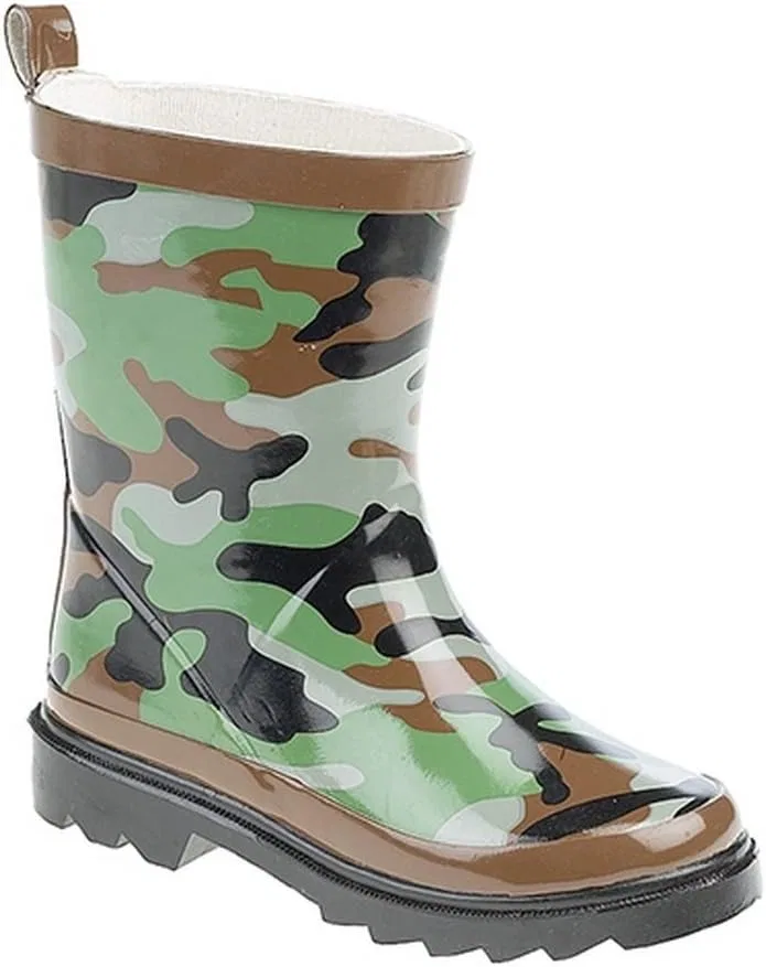 Детские сапоги дождевые с камуфляжным принтом StormWells, Green/Brown/Black
