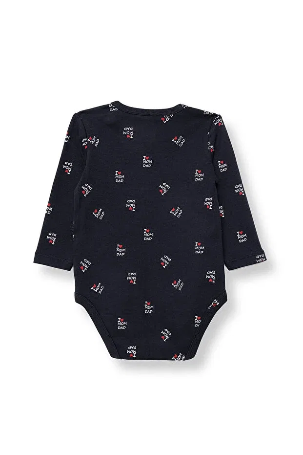 Детское боди с длинным рукавом с принтом Ebebek Hello Baby, Black — фото 2