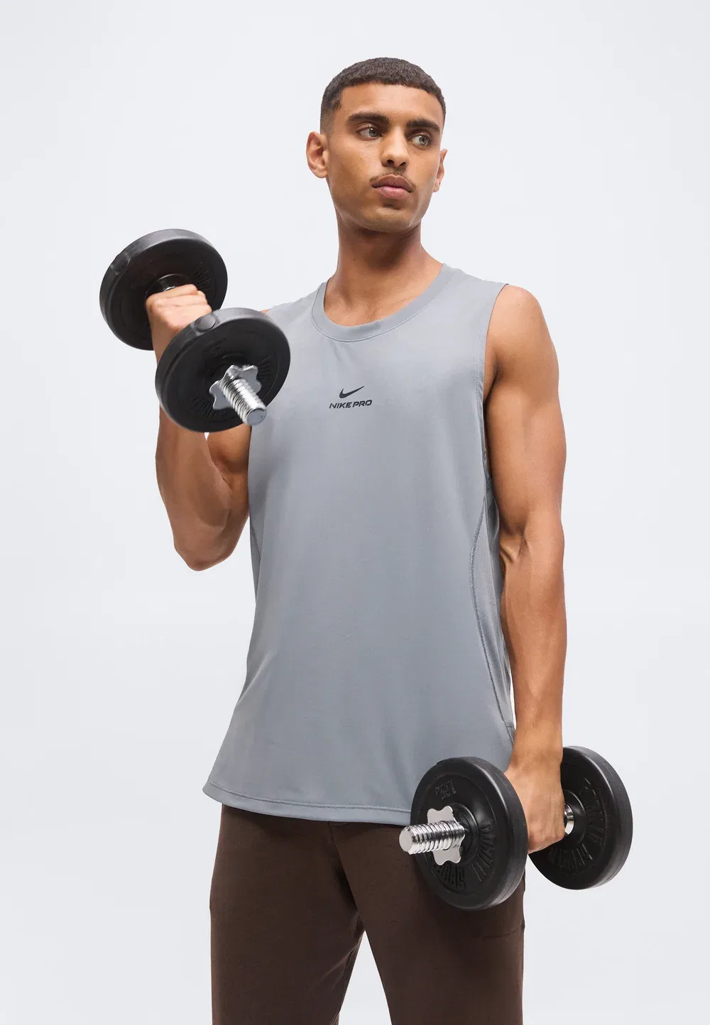 M np df npt tank - top Nike Performance, Smoke Grey/Black — фото 4