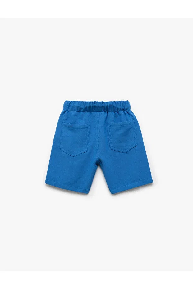 Детские шорты для мальчиков льняные Basic linen shorts with tie waist and pockets Koton, Saks Blue — фото 2