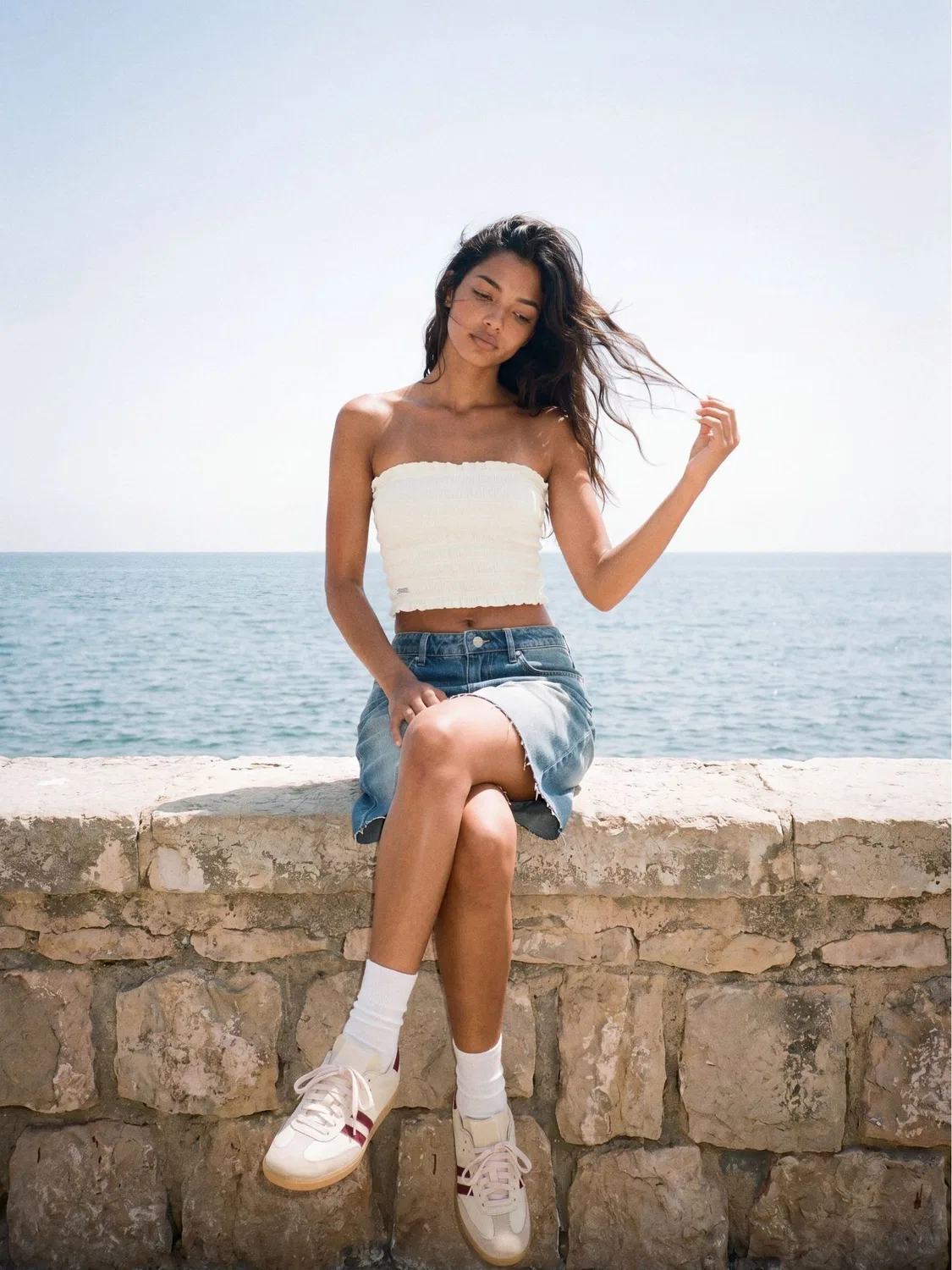 Топ бандо Superdry White Smocked Jersey — фото 3