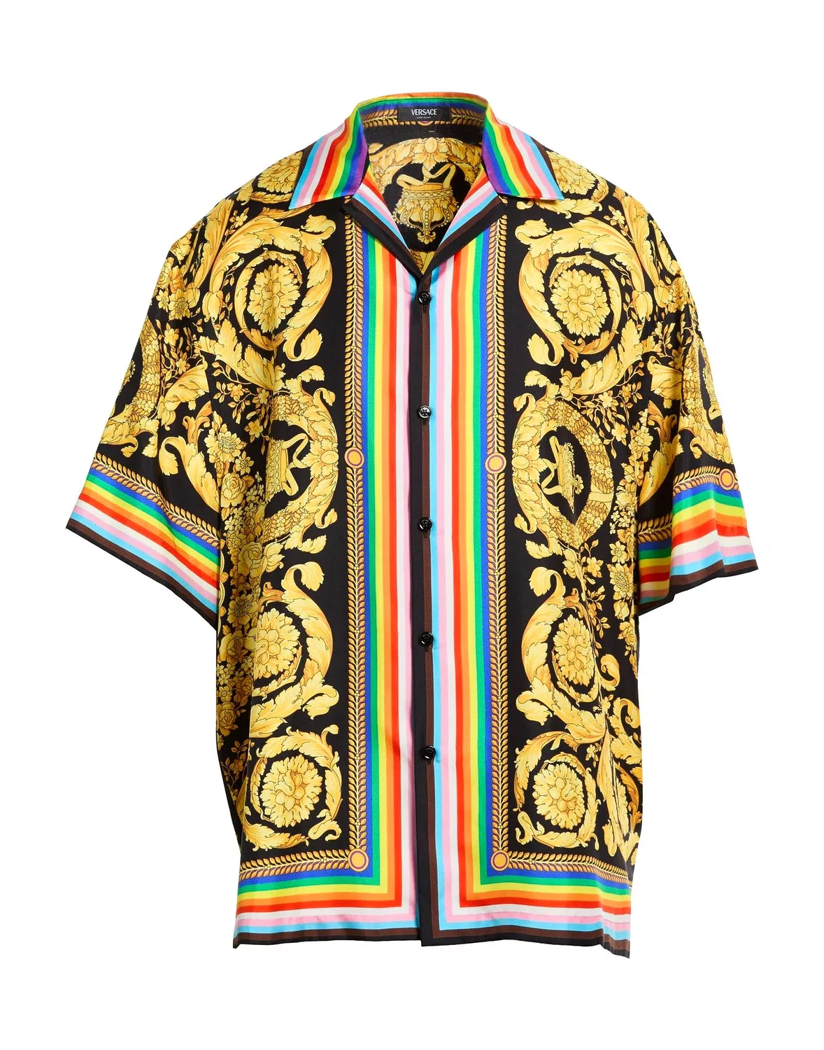 Мужская рубашка регулярного кроя с принтом Versace, черный