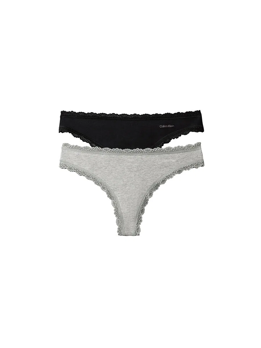 Трусики-стринги Calvin Klein серого и черного цвета