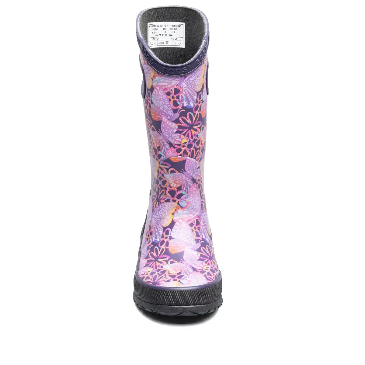 Детские сапоги для девочек водонепроницаемые Bogs Solar Butterfly, Purple Multi — фото 2