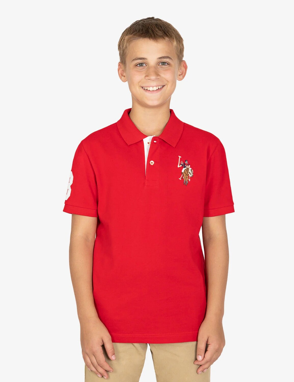 

Футболка поло U.S. Polo Assn. Boys Multi Color Logo Solid Pique, красный