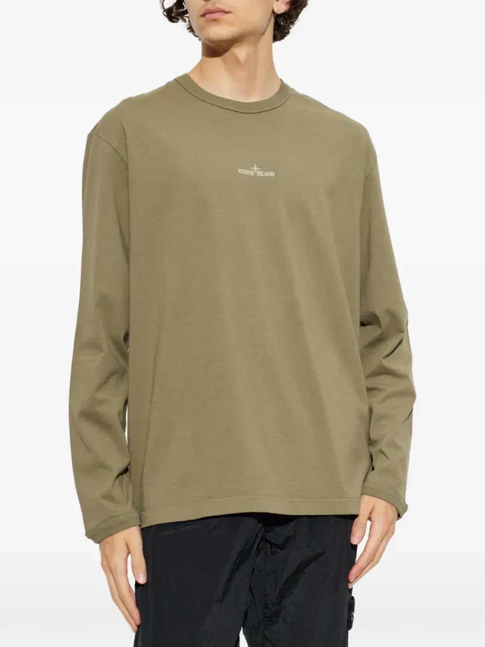 Футболка с логотипом с длинными рукавами Stone Island, зеленый — фото 3