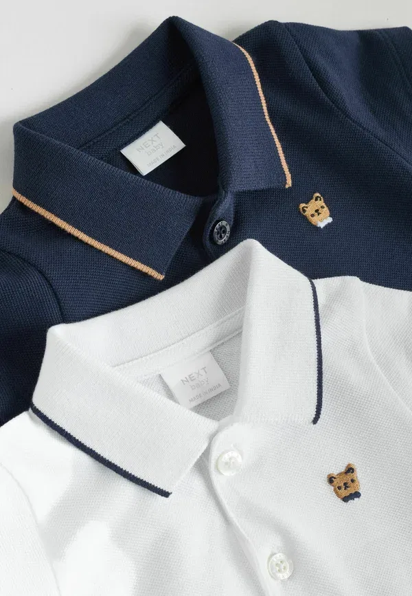 Комплект из 2 комбинезонов с поло, хлопок, Regular fit - collared rompers 2 pack, Next, Navy/White, белый/темно-синий — фото 4