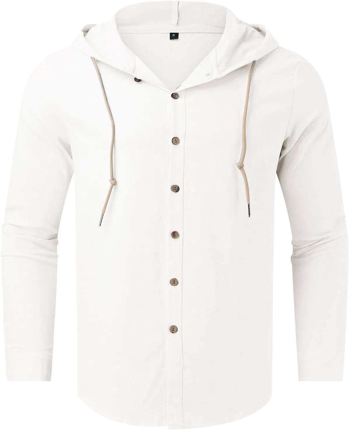 Мужская легкая льняная рубашка с капюшоном Hoodies, White — фото 3