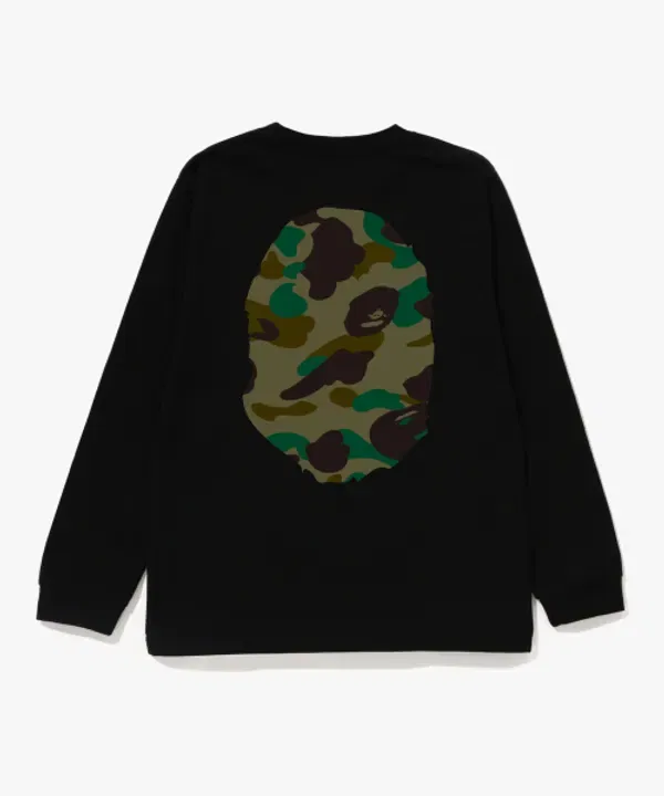 Футболка с длинным рукавом, камуфляж, Ape Head, Bape, зеленая — фото 2
