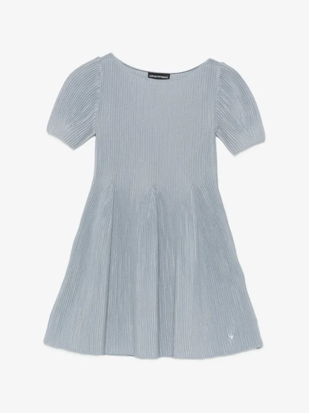 Платье-клеш из рубчатого трикотажа Emporio Armani Kids, синий