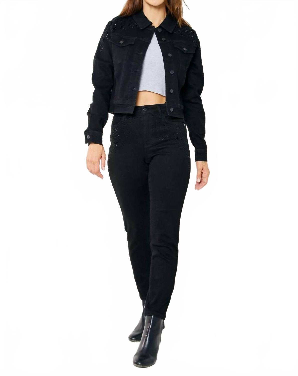 

Judy Blue Джинсы с высокой талией, украшенные стразами, облегающего кроя, синего цвета