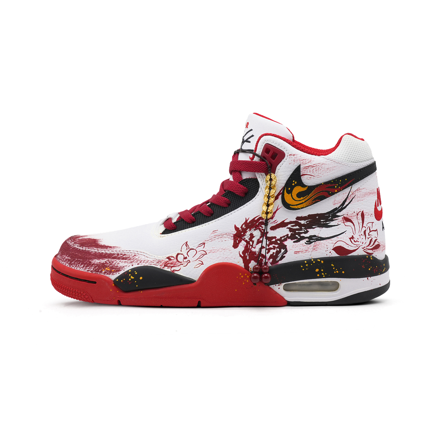 

Nike Flight Legacy Flame Coverage Height Increasing Support High Top Vintage Basketball Shoes мужские красно-белые