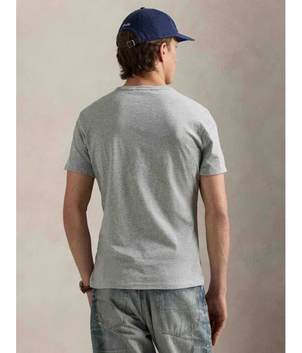 Мужская футболка хлопковая Custom Slim Fit Polo Ralph Lauren, серый — фото 3