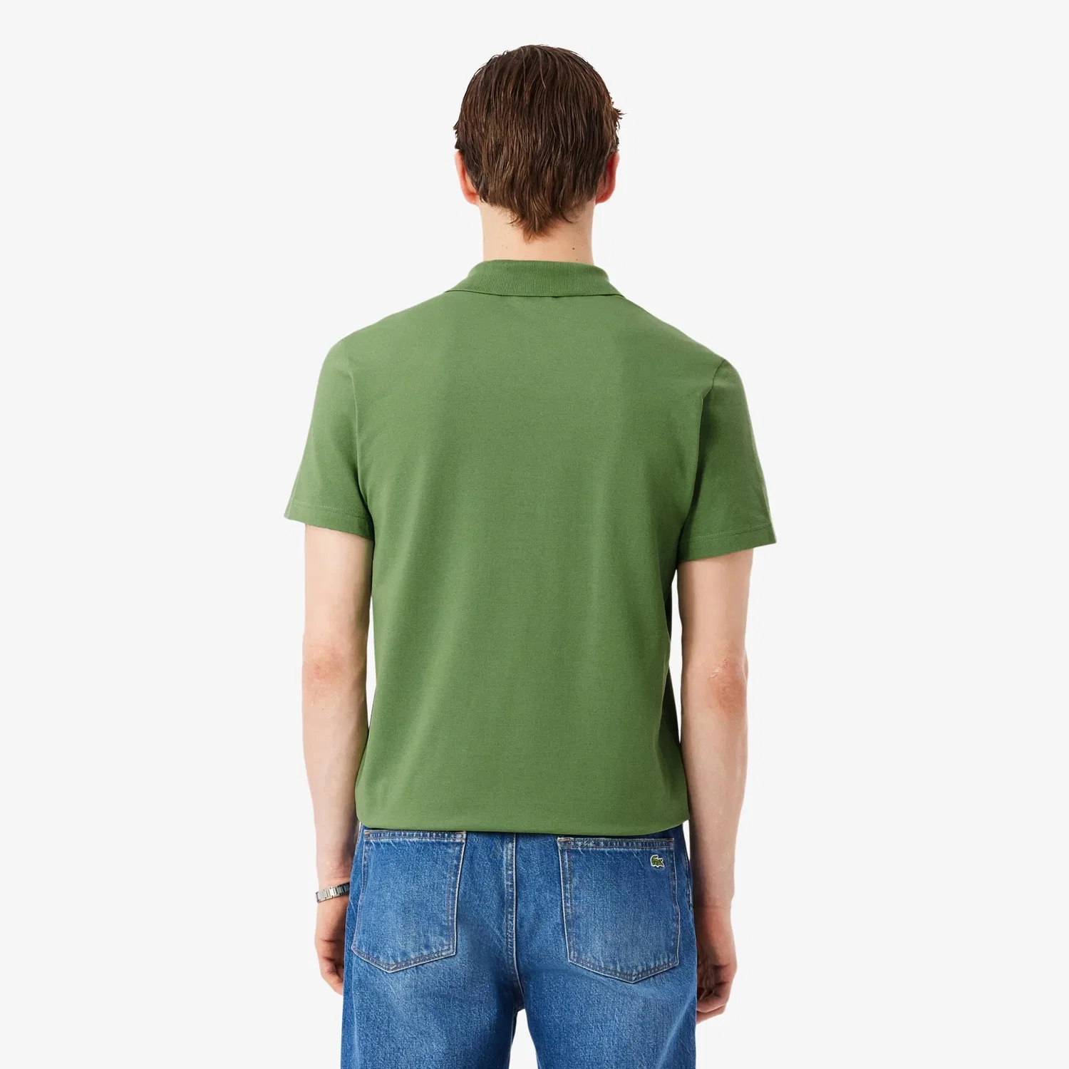 Поло мужское классическое Lacoste, Green White — фото 2
