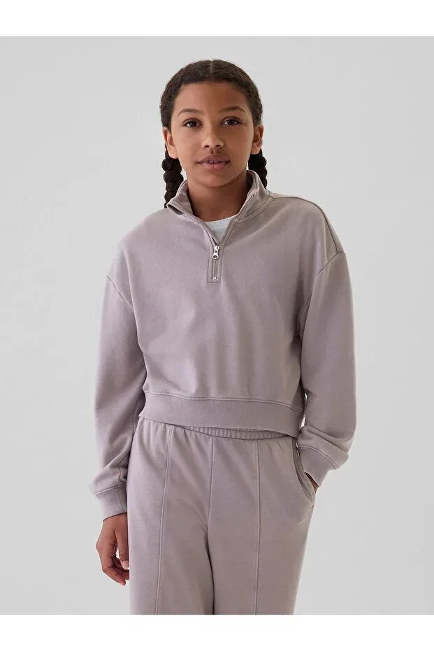 Детские свитшот для девочек с полузастежкой-молнией Half Zipper Crop Pullover Gap, Lila-000