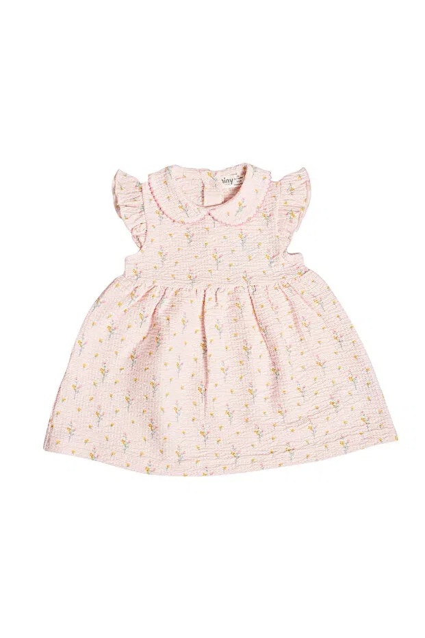 Детское платье для девочек с принтом Floral Print Baby Girl Dress with Ruffled Sleeves Minycenter, Multicolor — фото 3