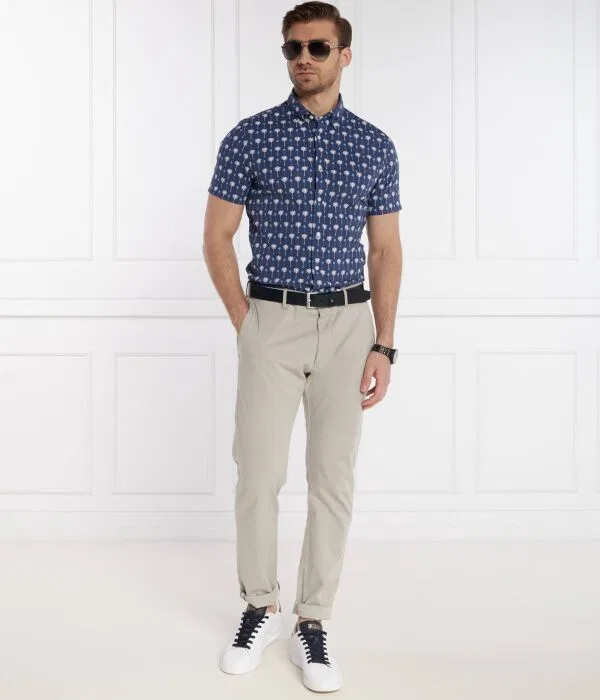 Мужская рубашка с коротким рукавом с принтом Mini Palm Tommy Hilfiger, Blu Marino — фото 2