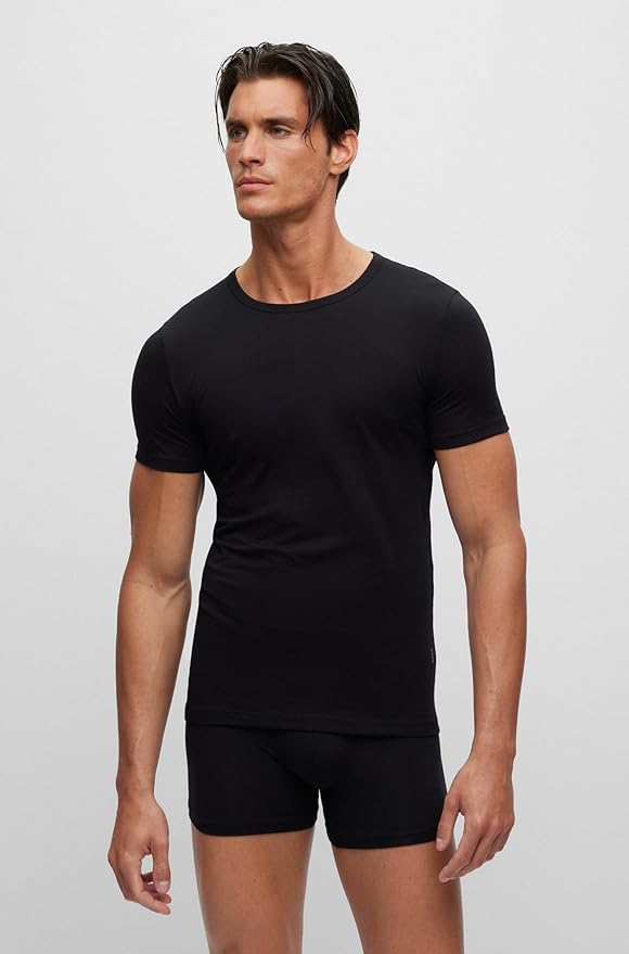 Комплект футболок Boss Crew Neck Stretch, 2 предмета, черный — фото 2