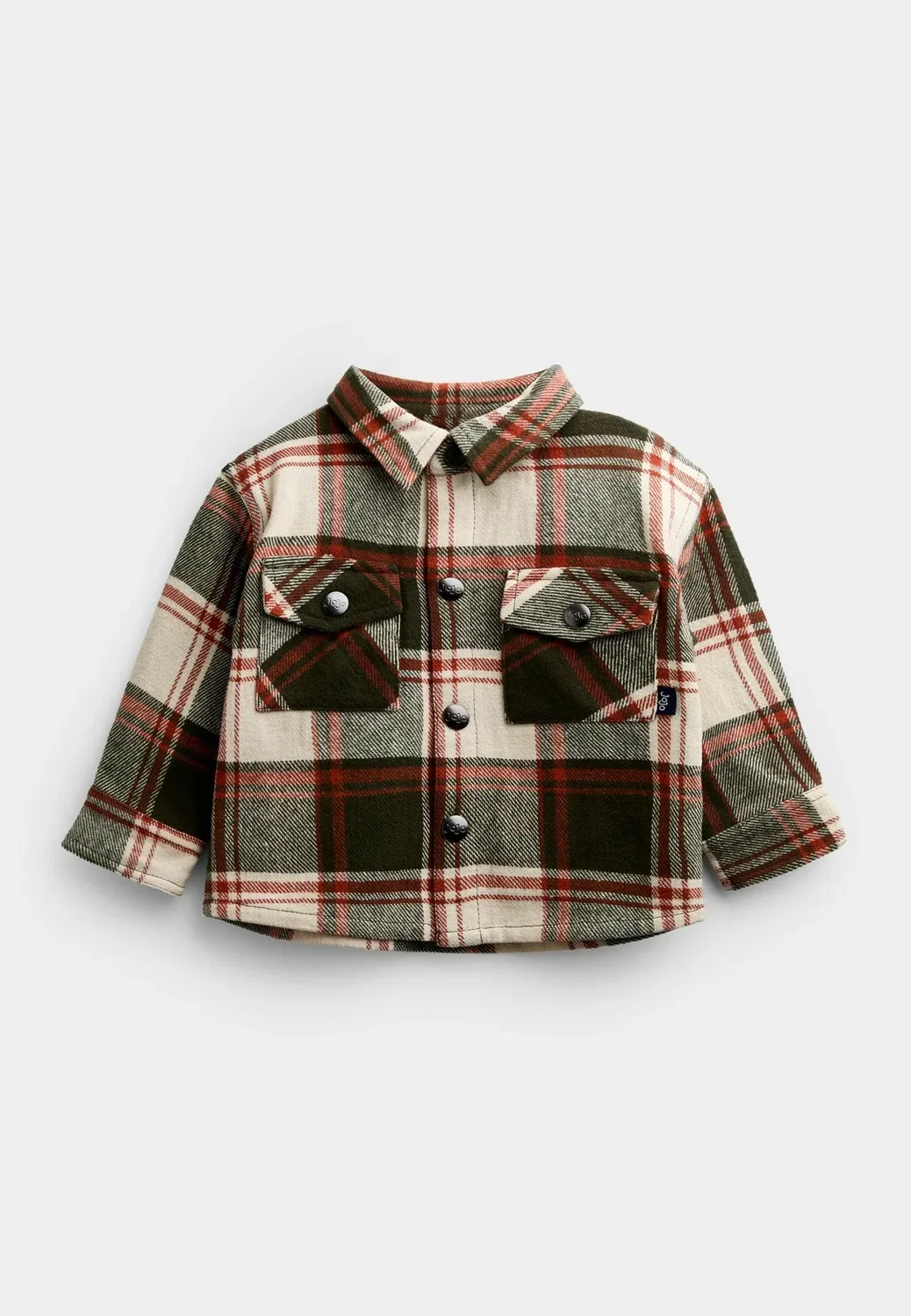 Комплект из рубашки и футболки с начесом - футболка с принтом Jojo Maman Bébé, Khaki Green Check — фото 2