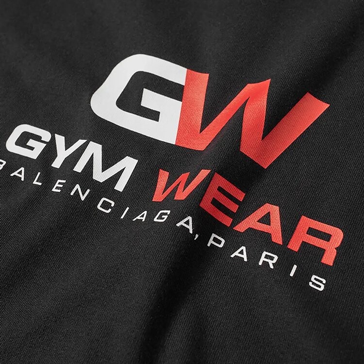 Футболка Balenciaga Gym Wear Logo Tee с контрастным принтом, черный — фото 3