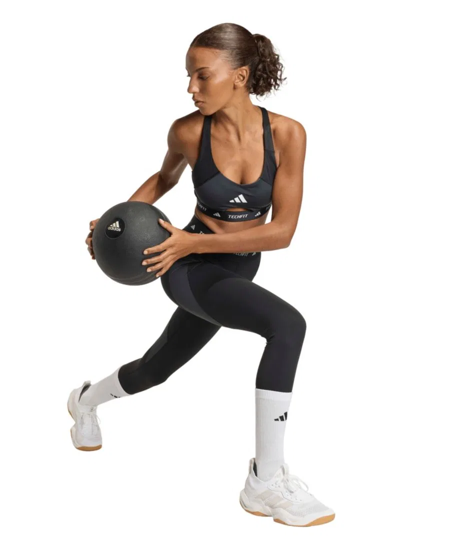 Спортивный бюстгальтер Tech Fit Color Block Medium Support Bra adidas, Black/Carbon — фото 2