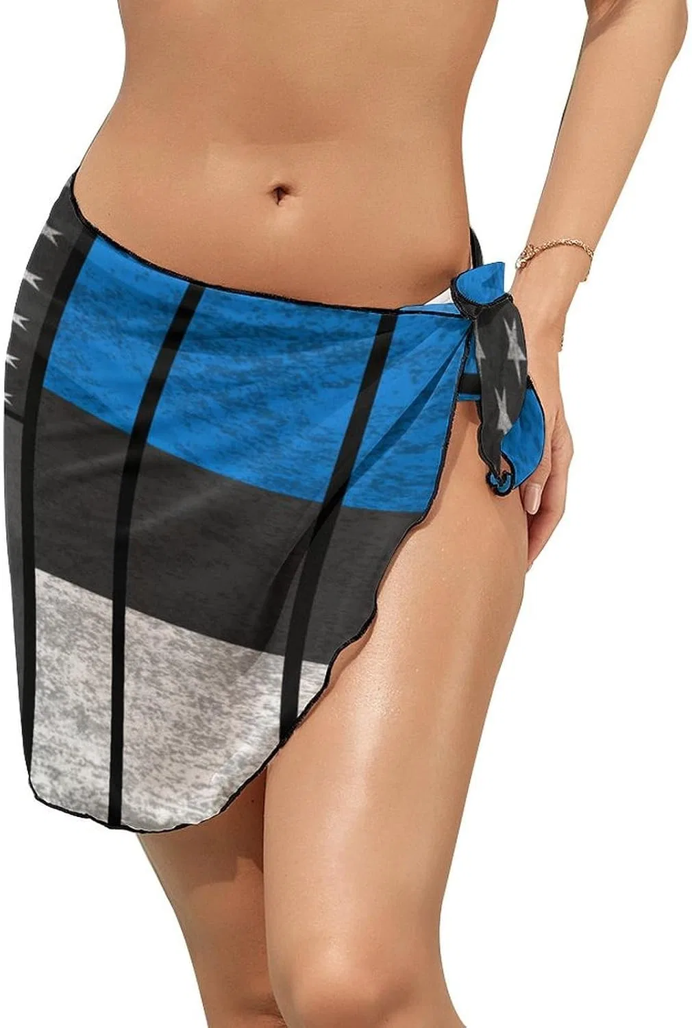 Женский пляжный саронг с флагом Эстонии и Америки, Polyester, Vintage Estonians and America Flag