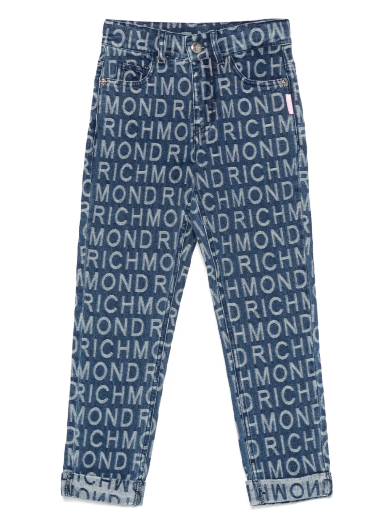 

Джинсы John Richmond Junior с логотипом и жаккардовым узором, синий