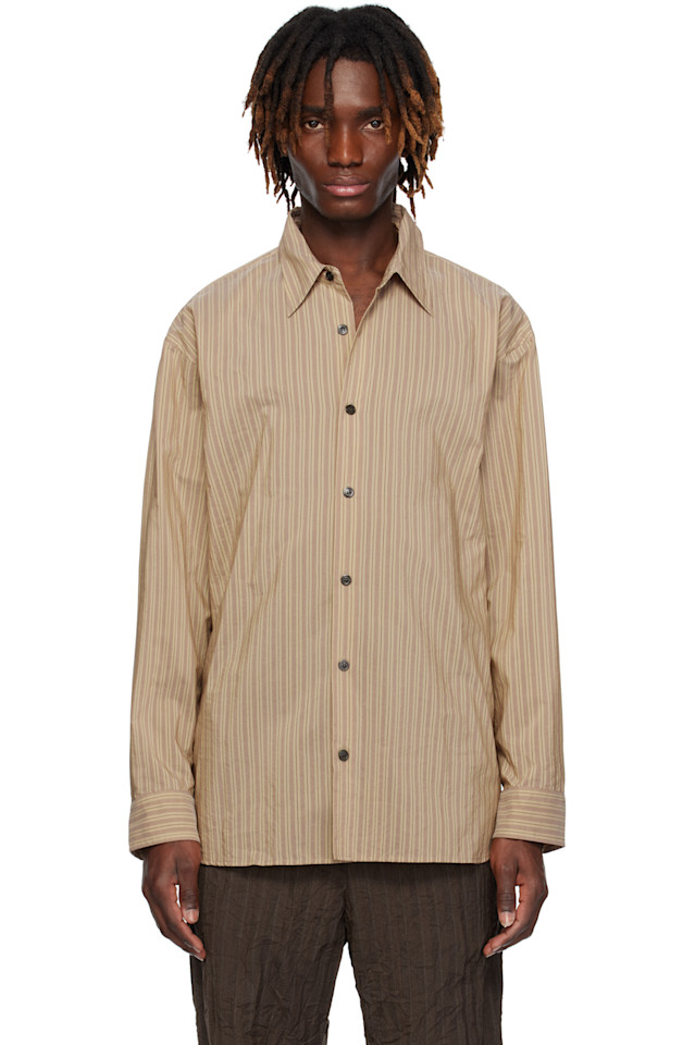 

Свободная хлопковая рубашка Dries Van Noten, цвет sand
