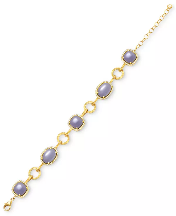 

Браслет-Гало с цепочками из окрашенного зеленого нефрита и белого топаза (1 карат) из стерлингового серебра с 14-каратным золотом (также из окрашенного лавандового нефрита и окрашенного красного нефрита) Macy'S, lavender