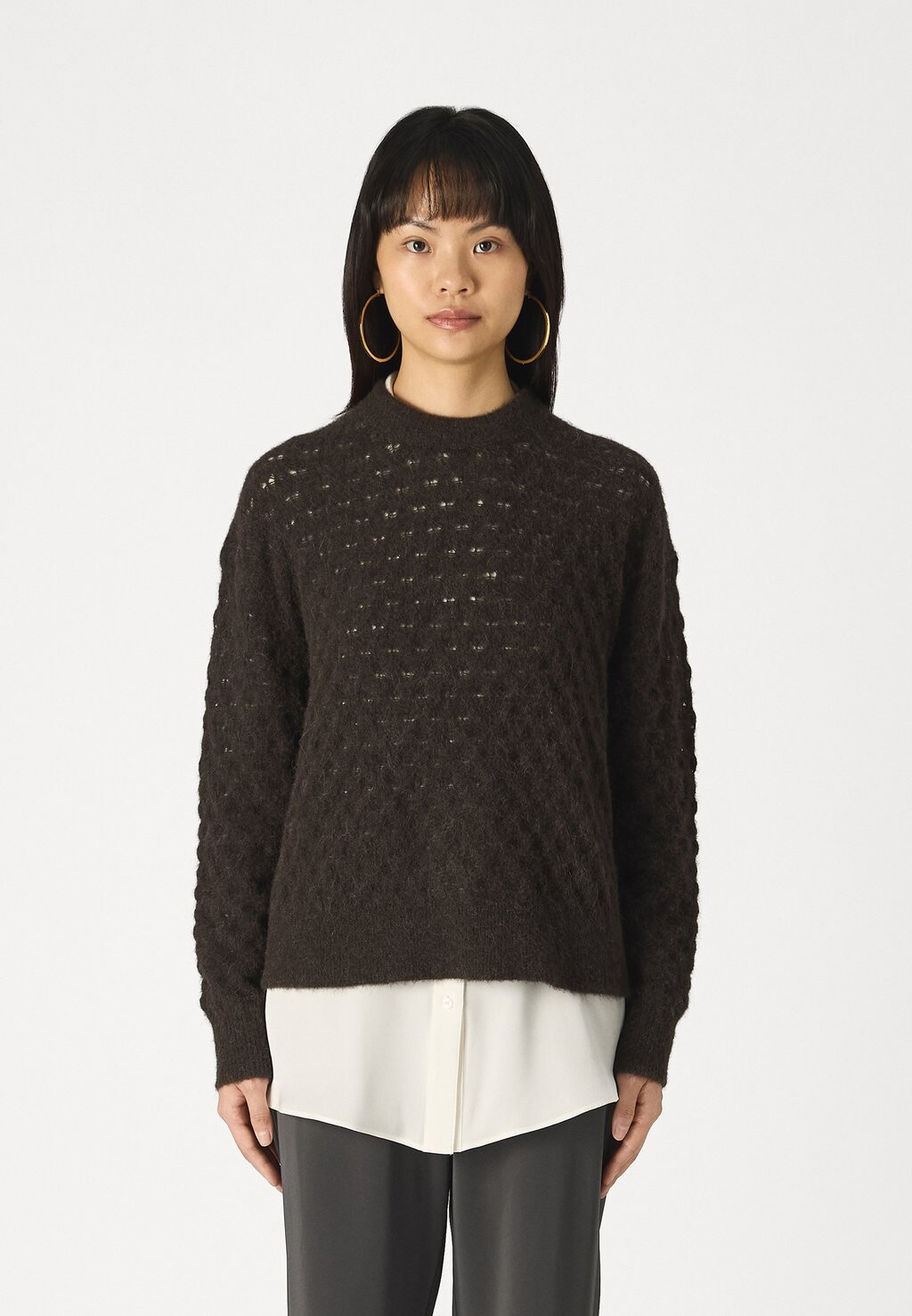 

Джемпер ANOUR POINTELLE SWEATER Samsøe Samsøe, коричневый