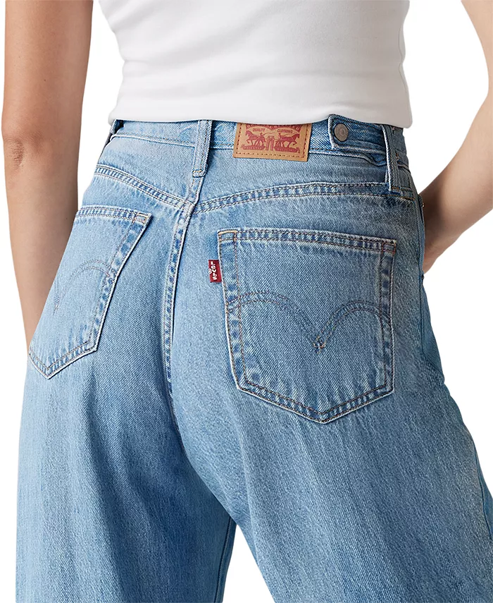 Женские мешковатые джинсы с затягивающейся талией, легкие Levi's, синий — фото 4