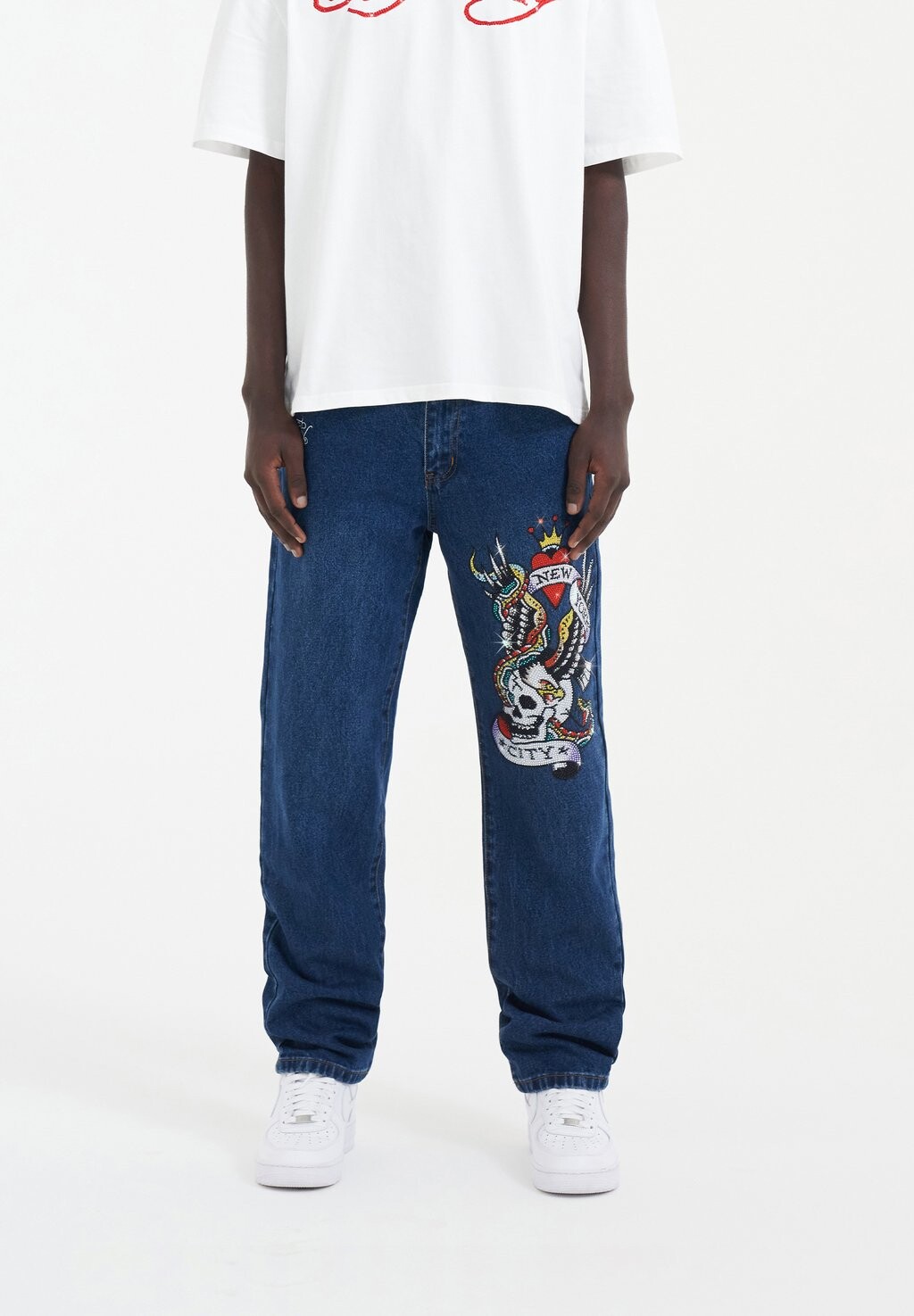 

Прямые джинсы NYC-SKULL DIAMANTE Ed Hardy, синий деним